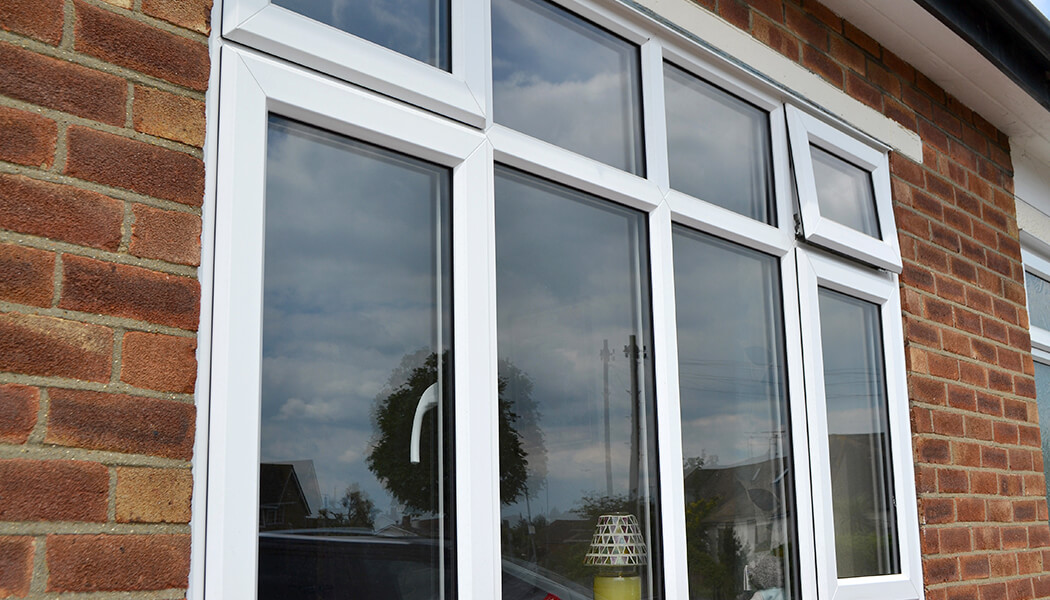 White casement window