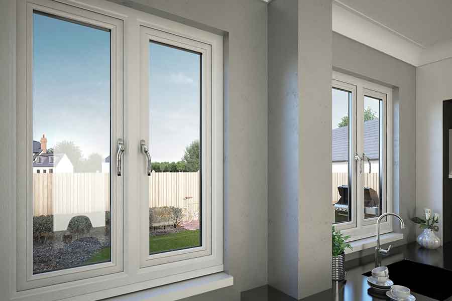 white upvc flush casement windows